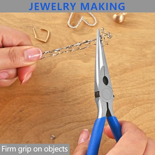 Needle Nose Pliers 6.5" Long Nose Pliers for Wire Bending, High Carbon Steel Needle Nose Plier, Serrated Jaw Pliers for Jewelry Making Electronics Repair Object Grasping Craft Making (1Pack) - size: 6.5"-1Pack