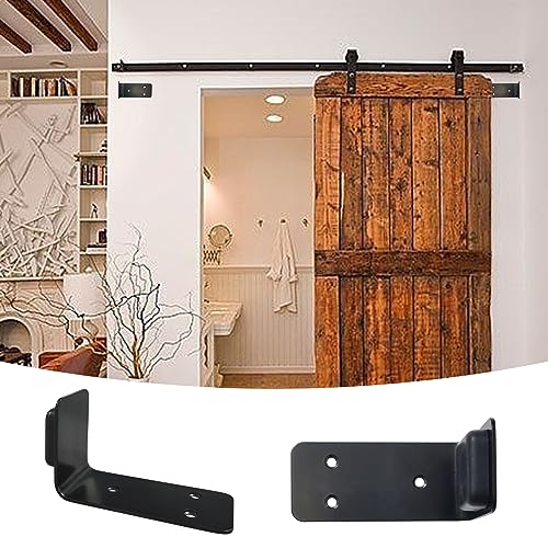 90 Degree Right Angle Door Stopper, Heavy Duty Sliding Barn Door Stop Holder Anti-Collision Wall Mounted Door Stopper with Screws On Floor or Wall (Black)