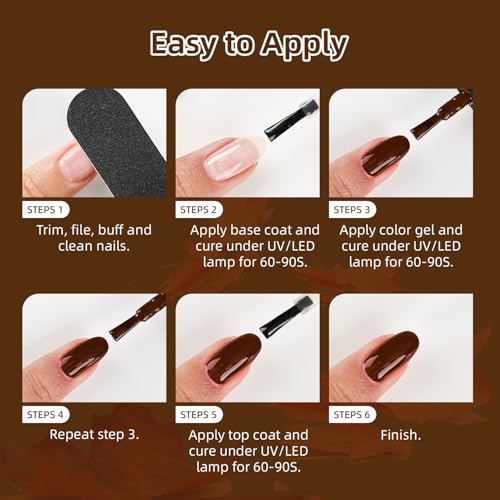 JODSONE 36Pcs Autumn Gel Nail Polish Set 32 Colors with 4 Functional | Base Coat Glitter & Matte Top Coat Nude Brown Gel Polish Set for Salon at Home DIY Nail Art - color: B31