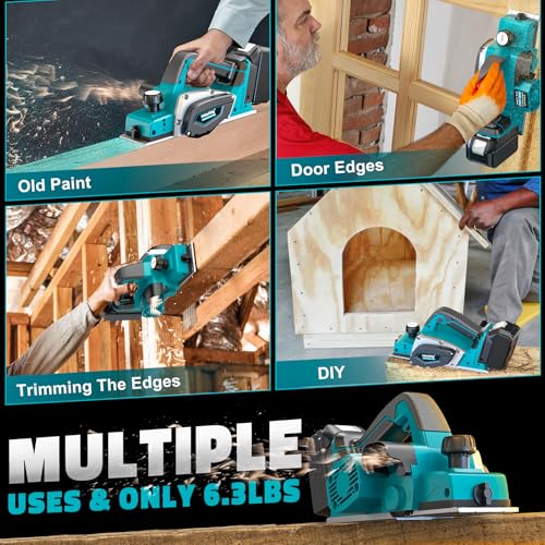MtiolHig Cordless Planer Compatible with Makita 18V Battery,Tool Only - color: Blue