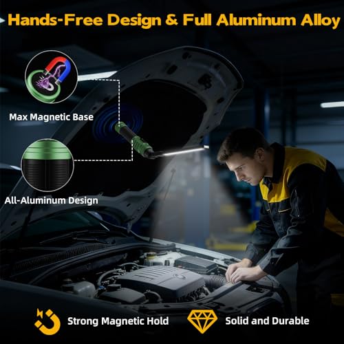 LNRYY Rechargeable Magnetic LED Work Light/Flashlight for Mechanics - color: Green