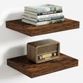 Vivelove 10x10 Inches Floating Shelves Wall Mounted Set of 2, Rustic Brown - color: Rustic Brown, size: 10.2”wx10.2”dx1.5”h