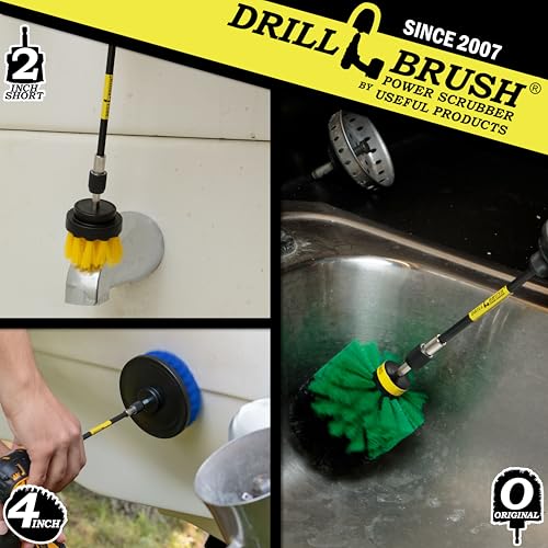 Drillbrush Shower Scrubber Drill Attachment - Car Detailing Tools - - color: Yellow, Green, Blue