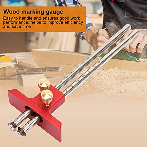 Wood marking gauge, Stainless Steel Woodworking Double Head Scriber Ruler Marking Gauge Wood Scribe Tool Carpentry For Carpenter