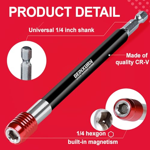 Geinxurn 6” Impact Screwdriver Bit Holders Extra Long, 3Pcs Magnetic Extension Quick-Change Socket Drill Bit Holder Cr-V Steel Hex Shank Quick Release Drill Bit Guide - size: 6"-3PCS