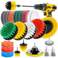 30 Piece Drill Brush Attachments Set, Scrub Pads & Sponge & Wire Brush for Drill, Power Scrubber Brush with Extend Long Attachment, Drill Scrubber Brush Kit for Bathroom, Floor, Car, Grout