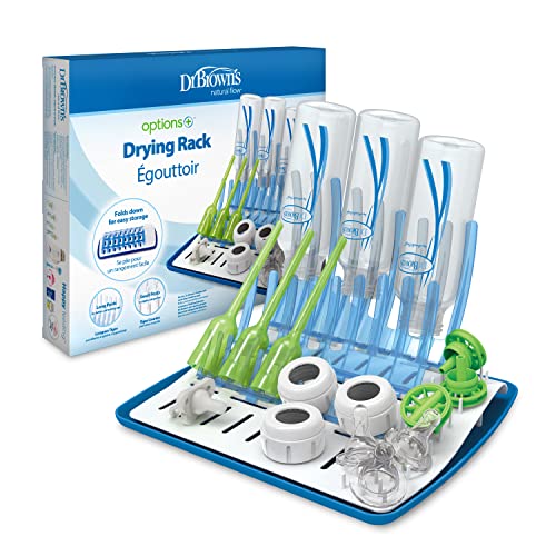 Dr. Brown's Baby Bottle Cleaning Brush with Sponge and Scrubber - Blue - 3pk and Universal Baby Bottle and Accessory Drying Rack - color: Blue Bottle Brush & Drying Rack, size: 3-Pack