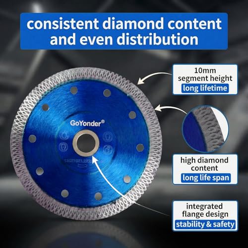 GoYonder 2 Pack 5 Inch Super Thin Diamond Saw Blade for Cutting Porcelain Tiles,Granite Marble Ceramics (5") - size: 5"-Blue-2 PCS