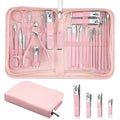 MINKINH 26-Piece Manicure Set for Women, Pink At-Home Nail Care Kit | Carbon Steel Nail Clippers, 410 Stainless Steel Tools, PU Organizer Case for Pedicure, Cuticle, Facial and Daily Self-Care - color: Pink