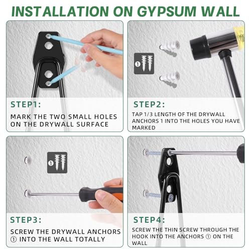 GURADESIGN 4-Piece Garage Hooks Wall Mount Storage Hanger with 4 Extension Cord Holder Organizer, Heavy-Duty Steel, 7.5 inch Ladder Hooks for Garage Wall - style: Large Hooks