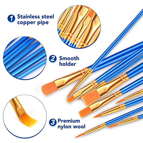 ESRICH 80PCS Paint Brushes, Paint Brush for Acrylic Painting - color: Blue, size: 80