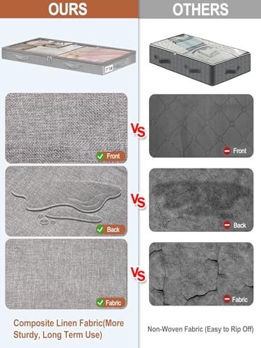 punemi Low-Profile Under Bed Storage Containers, 20 x 40 x 3 in, 4 Pack - color: Grey, size: 4 Pack-3 inch Tall-Soft