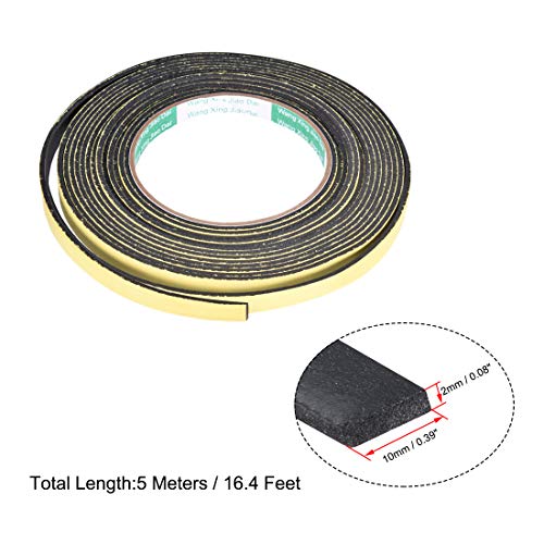 uxcell Sealing Foam Tape 10mm Wide 2mm Thick 5m/16.4ft Long, Self Adhesive Weather Strip for Window Door Insulation, Pack of 2 - size: 10mmx2mmx5m