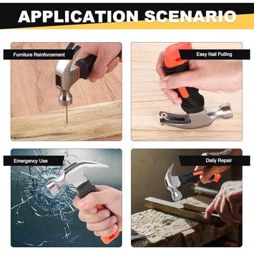 8 OZ Stubby Claw Hammer, 4 Pack Small Claw Hammer Mini Stubby Hammers with Soft Rubber Handle for Home Repair, DIY, Building, Woodwork, Household Work and Outdoor Camping