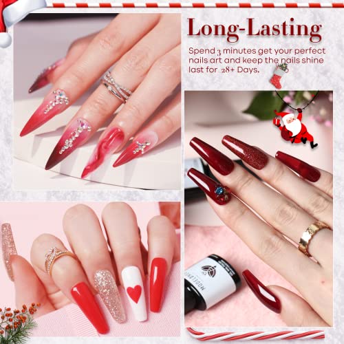 modelones Fall Gel Nail Polish Set, 6 Colors Red White Gold Silver Giltter - color: A A3 White Red