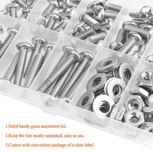 HELIFOUNER 102 Pieces #12-24 Phillips Pan Head Machine Screws Nuts Washers Assortment Kit, Coarse Thread, Fully Machine Threaded, 304 Stainless Steel - size: #12-24, style: Phillips Pan Head