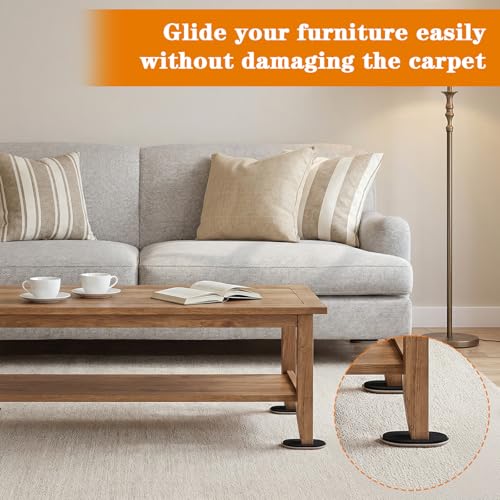 16pcs Oval Furniture Sliders, 6" x 3-1/2" Heavy-Duty Reusable Movers for Carpet & Hardwood Floors - Effortlessly Move & Protect Sofas, Tables, Cabinets