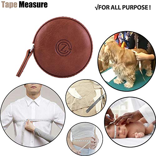 Sewing Tape Measure, Medical Body Cloth Tailor Craft Dieting Measuring Tape, 60 Inch/1.5M Dual Sided Retractable Ruler with Push Button Round - color: Brown 1 pack