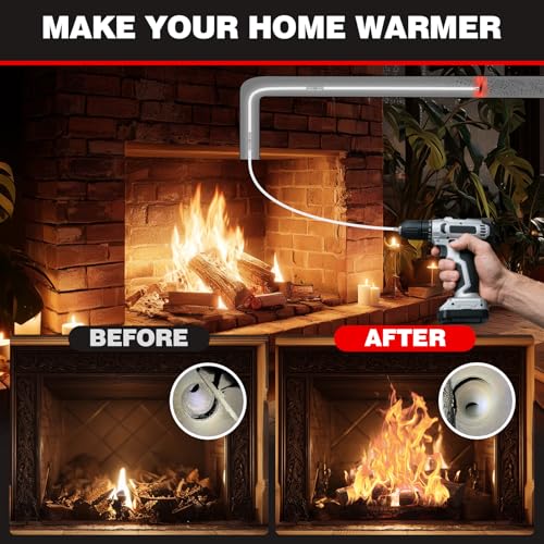 39 Feet Chimney Sweep Kit, Chrome Button Locking System, Chimney Cleaning Kit, Chimney Brush, Chimney Cleaning Tool, Chimney Cleaning System with 12 Flexible Chimney Rods - size: 39 FT