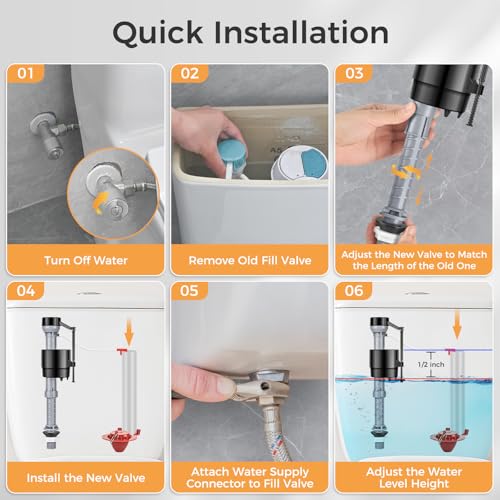 Universal Toilet Flusher Replacement Kit, Toilet Fill Valve Replacement Kit, Toilet Parts Inside Tank Kit, Adjustable, Quiet and Easy to Install (1-Pack)