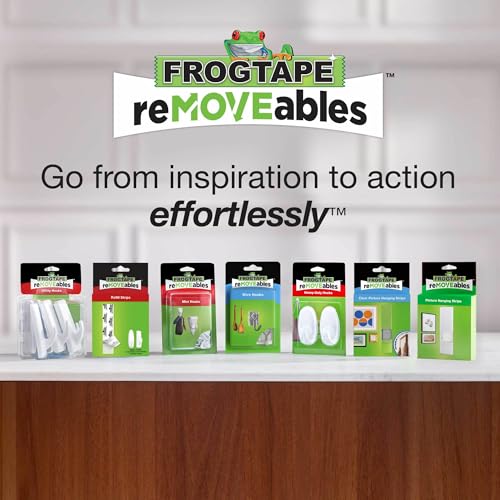 FrogTape reMOVEables Medium Picture Hanging Strips- 12 Pairs - 12lbs per 4 Pairs - Damage-Free Removeable Adhesive Wall Strips Picture Hangers for Mounting Frames, Canvas, Home Décor White (24 Pieces) - size: 12 Pairs, style: Medium
