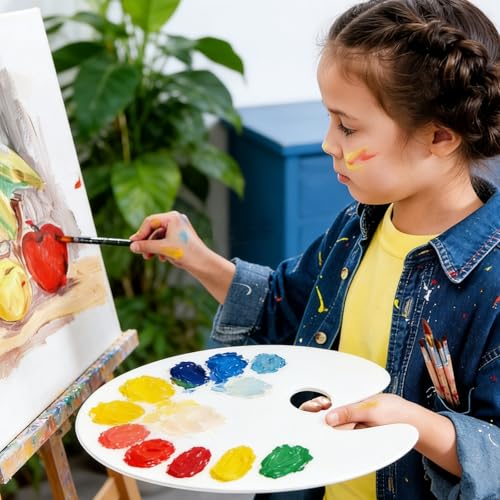 Hulameda 2Pcs Acrylic Paint Palette with Thumb Hole for Adults or Kids - color: White-2pcs-11.8*7.9+8.6*5.9inch
