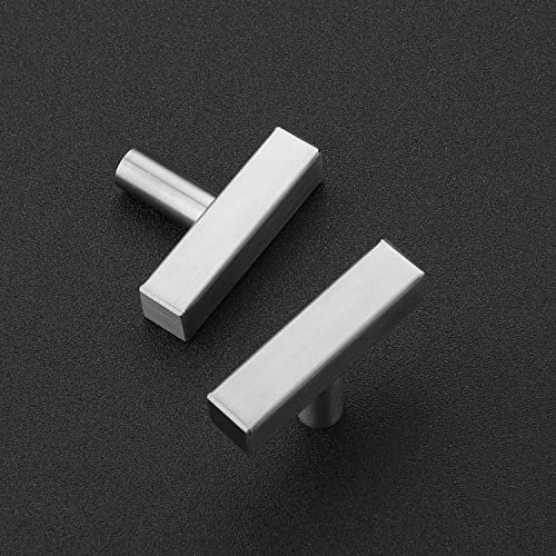 Ravinte 1 Pack Brushed Nickel T Bar Square Cabinet Knobs 2in Cabinet Pulls | Brushed Nickel Finish, Solid Metal, Easy Install, Screws Included, Hardware, Kitchen, Bathroom, Drawers, Cabinets - color: Brushed Nickel, size: 1 Pack, style: Square