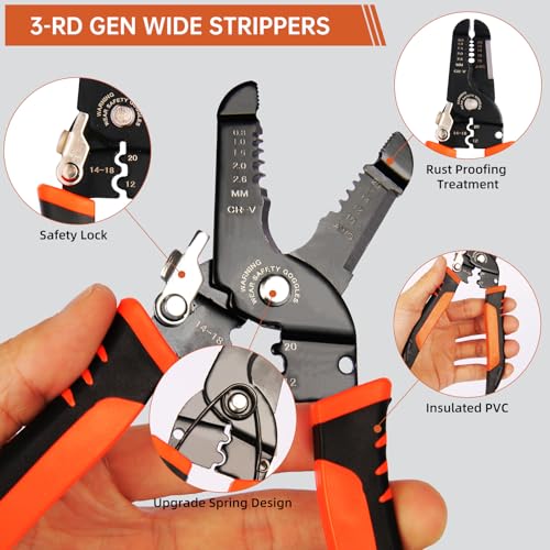 Wire Stripper, 3-rd Generation Wire Strippers or Crimping Tool, 5-IN-1 Wire Crimper or Cutter, 10-20 AWG Electric Wire, Multi-Function Hand Tools