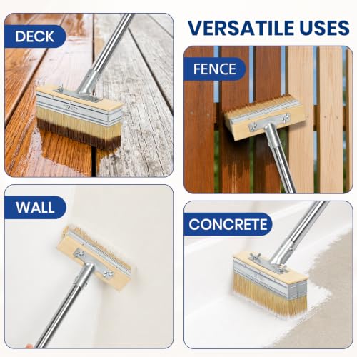MAVRIZ Deck Stain Brush with 59" Long Handle, Heavy Duty Large Deck Stain Applicator with 3" Small Paint Brush Set for Staining Wood, Fence, Wall, Furniture