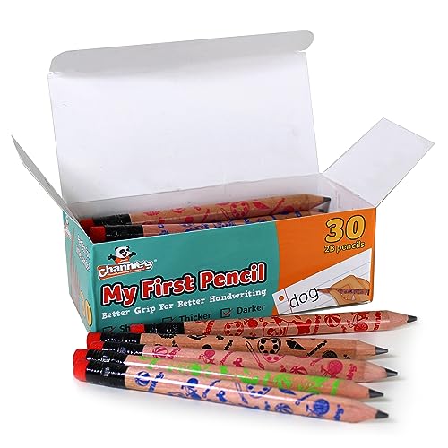 Channie's Extra Thick Pencils for Kids - Ideal for PreK and Kindergarteners Learning Handwriting - Box of 30 Pencils, Perfect for Classroom Prizes and School Supplies - Wooden - style: Wood Panda, Ages 3-7 (My First Pencil)