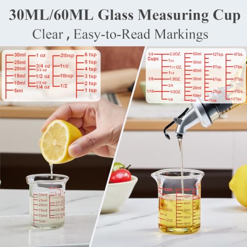 Ackers BORO3.3 Mini Borosilicate Glass Measuring Cup Set, 4-Piece, 5-60 ml - size: 5ML/15ML/30ML/60ML Measuring Cup Set