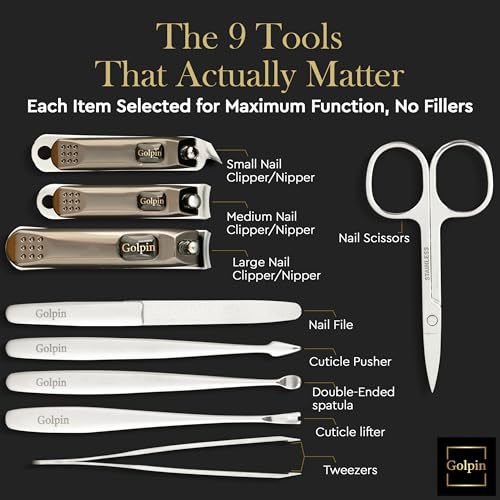 9 Pcs Manicure Set for Women Men & – Stainless Steel Manicure & Pedicure Kit with Travel Nail Grooming Case, Nail Clippers, Cuticle Tools – Gift-Ready Mens Manicure Kit & Womens Grooming Set - color: Pink