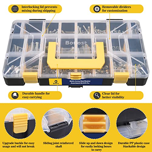 Bonost 2300-Piece Nuts and Bolts Assortment Kit with Asorted Screws, 3 Tray