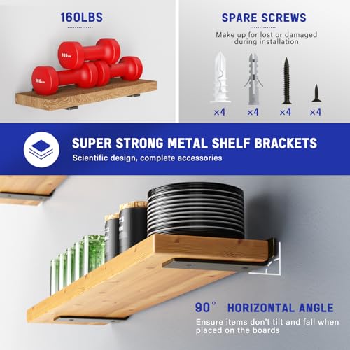 Goovilla Shelf Bracket, Floating Shelf Brackets 8 inch Long, 12 Pack, Black - size: 8 Inch, style: Black 12Pack