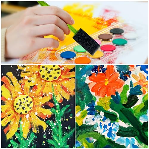 24Pcs Foam Paint Brushes, Sponge Brushes for Painting, (1", 2" and 3") - color: Colorful