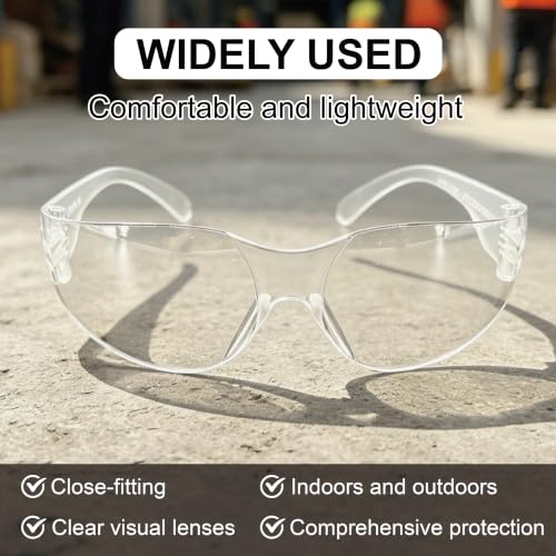 30 Pack Clear Safety Glasses, Impact Resistant Protective Eyewear Bulk for Men Women Work Construction Lab