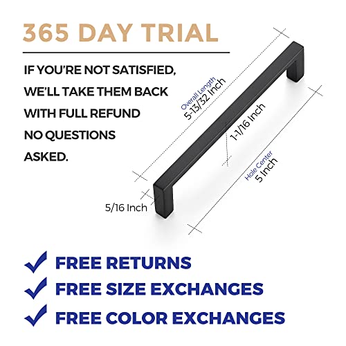 Ravinte Matte Black Cabinet Pulls Slim Cabinet Handles, 5 Inch CC, 30 Pack - size: 5" hole center