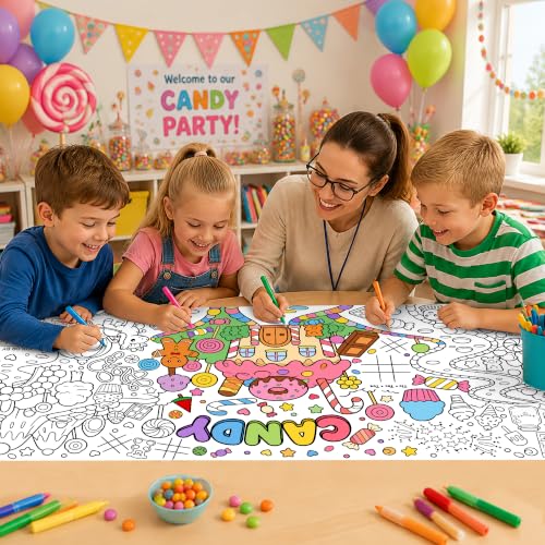 Dvbonike Jumbo Candy Coloring Activity Poster for School Party Supplies - style: Candy(including mini-games)