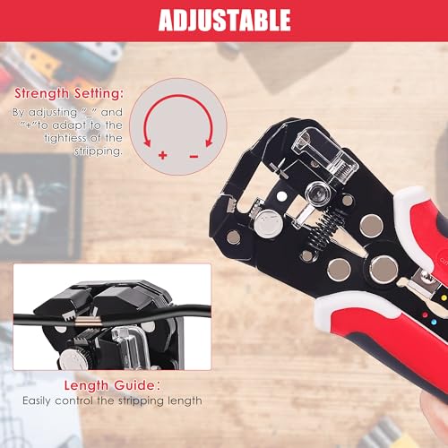 201PCS Wire Stripper Tool Kit,Self-Adjusting 8" Automatic Wire Stripping Tool for AWG 10-24, 3-in-1 Automatic Wire Stripper/Cutter/Crimper, Universal Wire strippers for Electrical Work