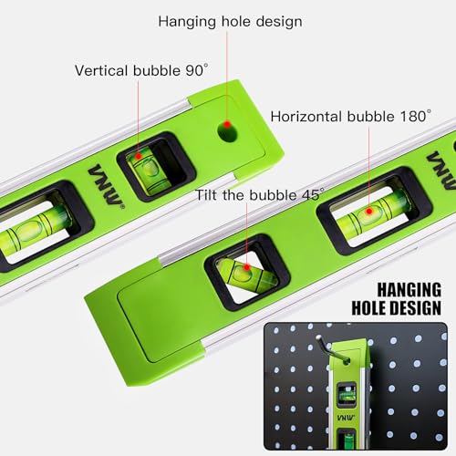 9 Inch Torpedo Level, Magnetic Bubble Level with 45°/90°/180° Bubble Vials, Shock Resistant Leveler Tool for Measuring - style: Set Of 2