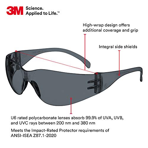 3M Safety Glasses, Virtua, ANSI Z87, Unisex, Anti-Fog Gray Lens, Gray Frame - size: Pack of 20, style: Anti-fog