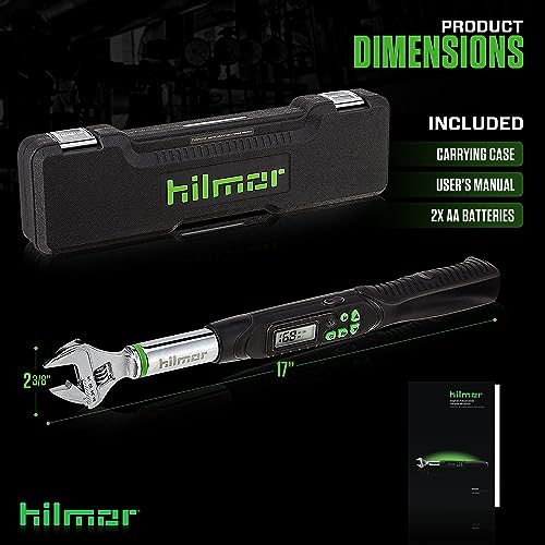Hilmor 1963826 Digital Adjustable Torque Wrench for Mini-Split, HVAC Tools and Equipment, Digital LCD Screen, Light and Sound Indicators