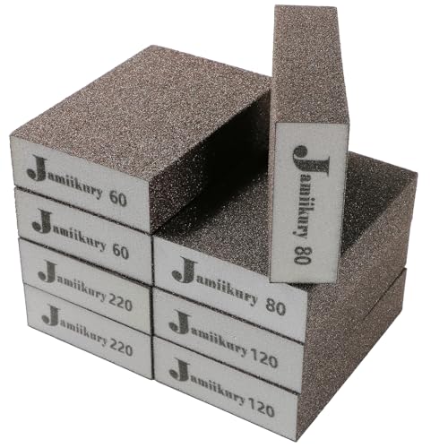 8pcs Sanding Blocks Assortment Kit, Sponge Sand Block Washable and Reusable, Wet & Dry Sandpaper Block for Wood Metal Drywall and Furniture Paint - 60/80/120/220 Grit - size: 60/80/120/220 Girts