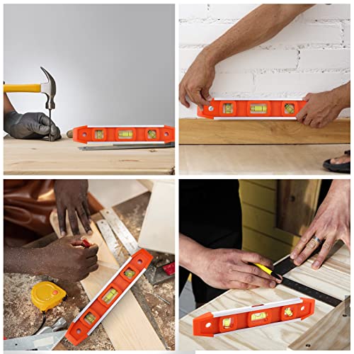 Rafter Square and Torpedo Level Set,Carpentry Squares, Magnetic Leveler Tool with Different Bubbles/45°/90°/180°Measuring Woodworking Square,Aluminum Rafter Square, Carpenters Square(Silver) - color: Silver
