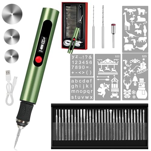 Engraving Pen,Lightweight Kit,35 Bits,3 Speed,Beginner-friendly Craft Tool - color: Green-n