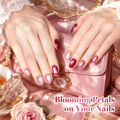 Beetles Pink Cat Eye Gel Polish Set, Garden Kiss 6 Colors Glitter Gel - color: A - Glass Pink Cat Eye | Garden Kiss