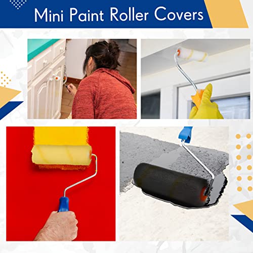 Leumoi 500 Pcs 4 Inch Paint Roller Mini Rollers Covers 1/2" Nap Microfiber Roll Covers Bulk, Small Home Repair Tools Refills House Painting Supplies Household for DIY(Yellow) - color: Yellow