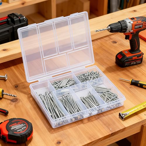 280 Pcs Nail Assortment Kit, 6 Sizes Finishing Nails for Hanging Pictures, Maximum Length 2 Inches Galvanized, Long and Small Nails for Wall Art