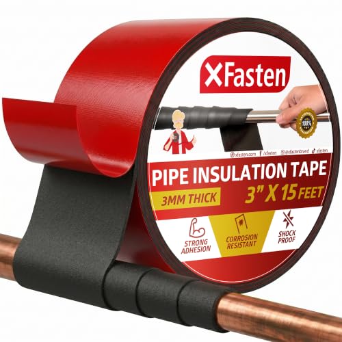 XFasten Foam Pipe Insulation Tape 3 Inch x 15 Feet Heavy-Duty AC Line Insulation Outdoor Pipe Wrap Tape AC Pipe Insulation Outdoor Pipe Insulation Wrap Tape HVAC Line Insulation Pipe Wrap Around Tape - style: 3 Inch x 15 Feet