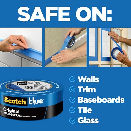 ScotchBlue Original Multi-Surface Painter's Tape, 0.70 Inches x 60 Yards, Blue, Paint Tape Protects Surfaces and Removes Easily, Multi-Surface Painting Tape for Indoor and Outdoor Use | Pack of 2 - size: Pack of 2